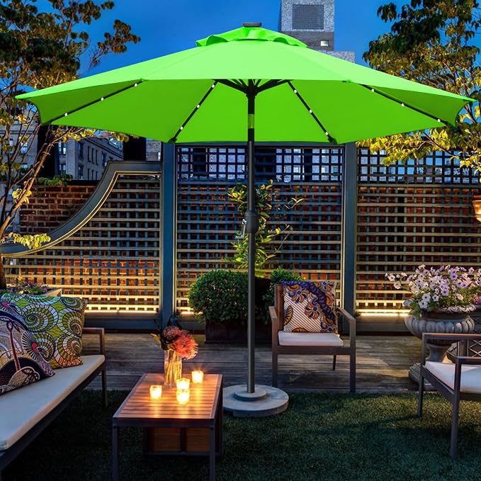 Sunnyglade 9' Solar LED Patio Umbrella, 8 Ribs, Tilt & Crank | 9Ft Patio - Image 6