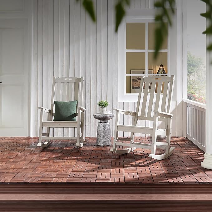 Outdoor Rocking Chairs Set of 2, Oversized Porch Rocker | Weather Resistant - Image 6
