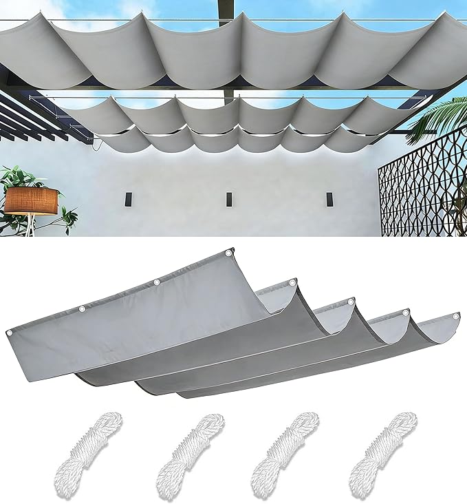 Retractable Wave Sun Shade Cloth 9' x 18' Sun Shade Sail Waterproof Polyester by WoaceSunShadeSail