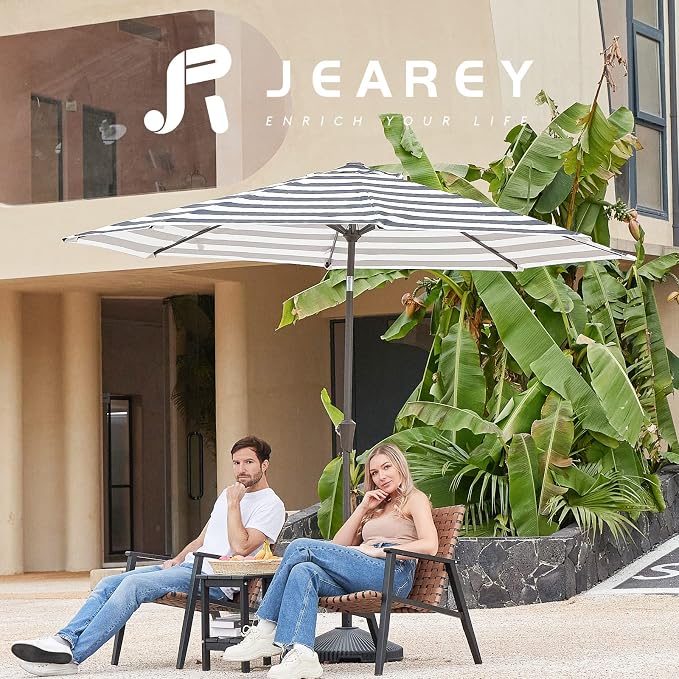 JEAREY 9FT Outdoor Patio Umbrella, Market Umbrella, Tilt & Crank UV Protection - Image 6