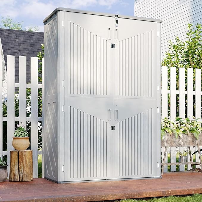 Aoxun Outdoor Storage Shed, 64 Cu.Ft Vertical Resin Sheds, Outdoor Waterproof - Image 8