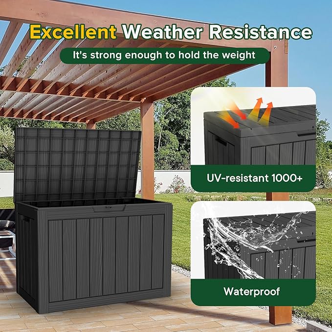 44 Gallon Outdoor Deck Box, Lockable Waterproof Outdoor Storage Boxes - Image 2