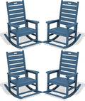 SERWALL Outdoor Rocking Chair Set of 4, Oversized HDPE Rocker, all Weather by SERWALL