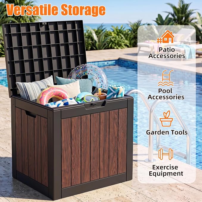 40 Gallon Outdoor Deck Box, Lockable Waterproof Resin Storage Container - Image 5