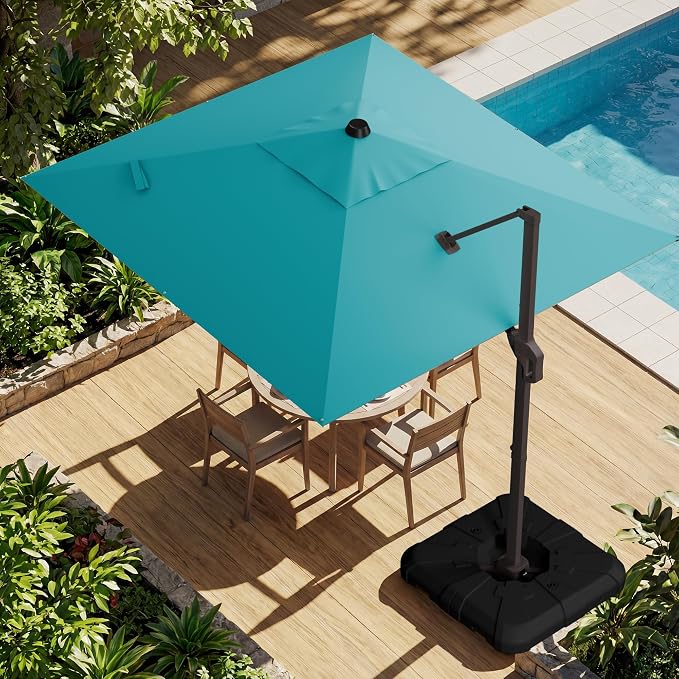 10x10FT Cantilever Outdoor Umbrella, 360° Rotating Large Offset Square Patio by ZLACUIU