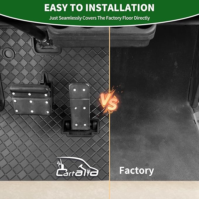 Golf Cart Floor Liner Mat 8mm Thick Rubber Full Coverage Fit for EZGO TXT (1994-2025), Express S4 (2012-2020), Cushman Workhorse, EX1 (2020), Valor, Navitas, Some Star Carts Mats Replacement