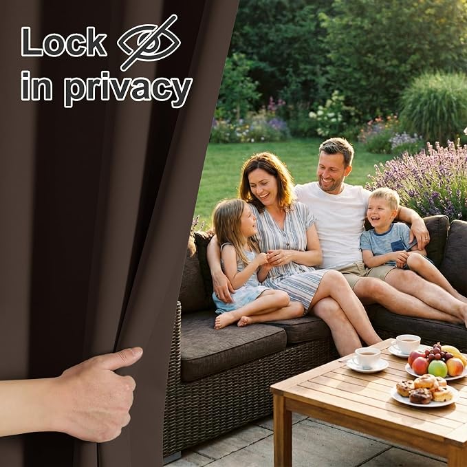RYB HOME Outdoor Curtains for Patio Waterproof Privacy Thermal Insulated | - Image 3