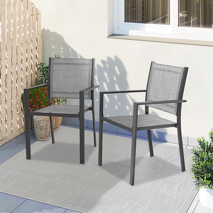 Patio Dining Chairs, All-Weather High-Resilience Textilene Outdoor Dining Chair - Image 2