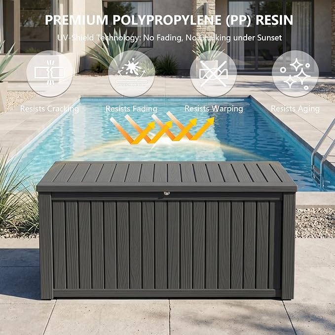 Outdoor Storage Box, 200 Gallon Waterproof Deck Box, Premium Hydraulic Cushion - Image 4