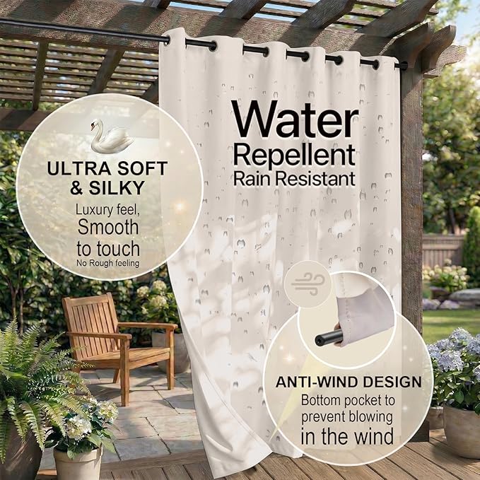 DIVA EN CAMINO DEC Outdoor Patio Curtain Waterproof Darkening Thermal Insulated - Image 4