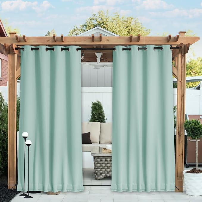NICETOWN 2 Panels Outdoor Curtains Waterproof Extra Long W52xL108 Aqua Blue | by NICETOWN