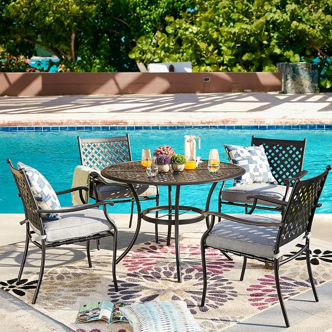 Patio Dining Chairs Stackable Outdoor Chairs Dining Furniture Set of 4 - Image 4