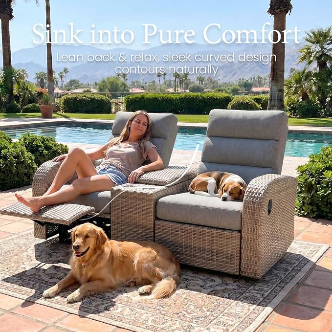 Oversized Wicker Outdoor Recliner Lovseat - Image 5