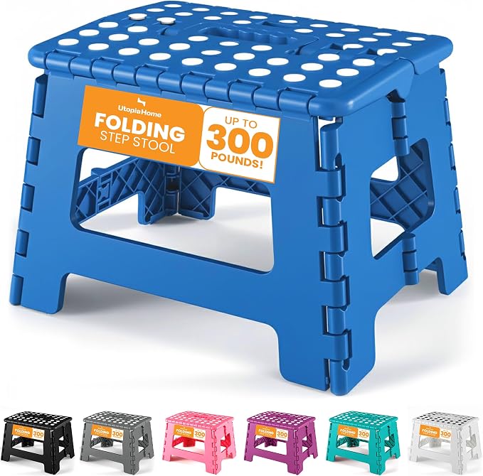 Utopia Home Folding Step Stool 9 Inch, built-in handle, and 300 lbs support by UTOPIAHOME
