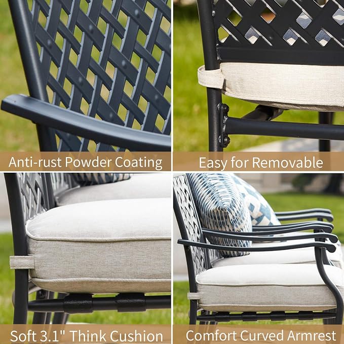 Patio Dining Chairs Stackable Outdoor Chairs Dining Furniture Set of 4 - Image 5