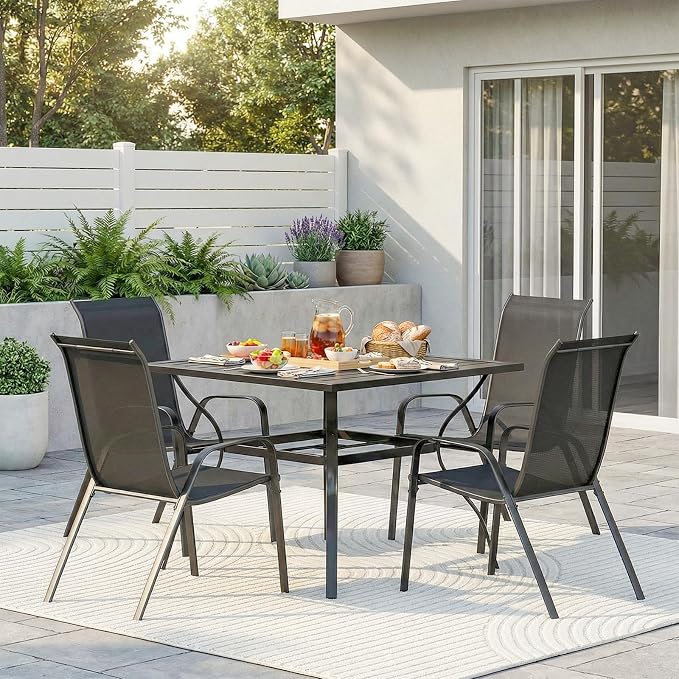 TLSUNNY Patio Chair, Outdoor Stackable Textilene Chairs Set of 4, - Image 9