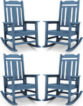 SERWALL HDPE Oversized Outdoor Rocking Chairs Set of 4, Patio Rocker, All by SERWALL