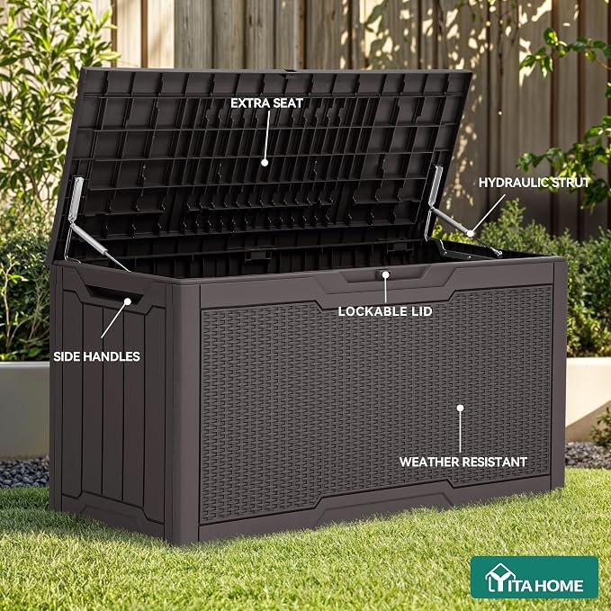 YITAHOME 80 Gallon Outdoor Storage Box | Large Water Resistant Resin Deck Box - Image 2