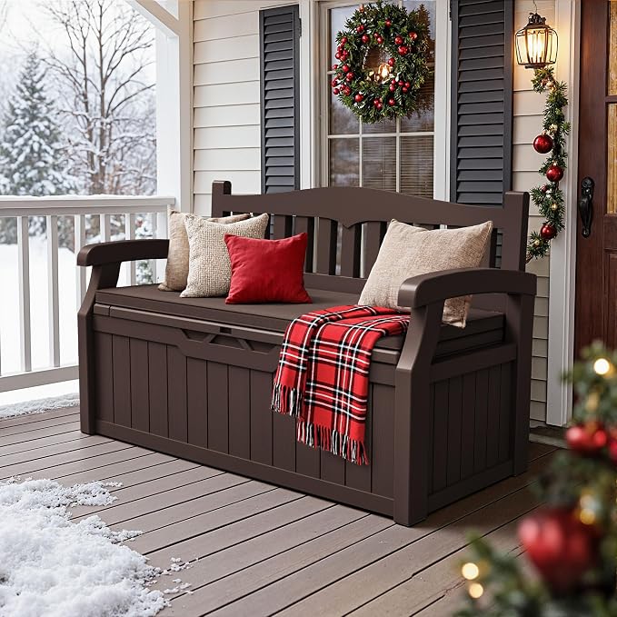 JUMMICO 80 Gallon Resin Outdoor Storage Bench - Image 7