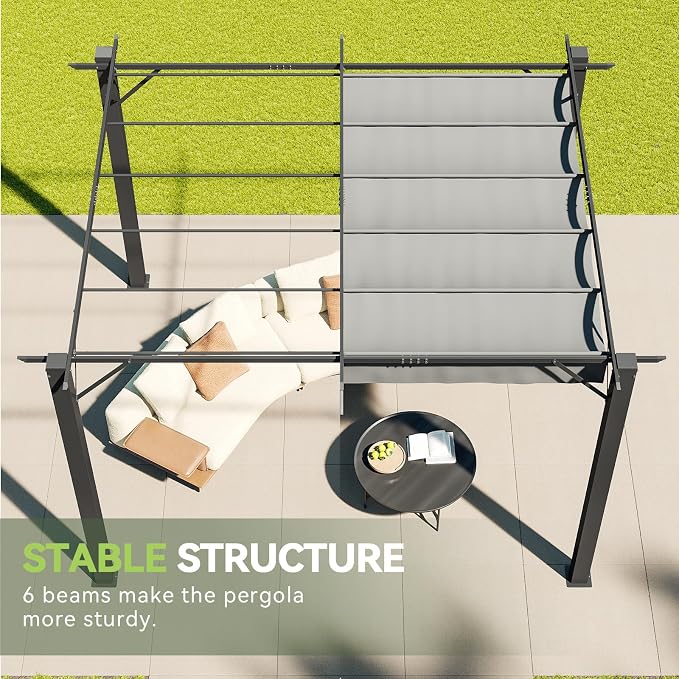 Aoxun 10'x12' Outdoor Retractable Pergola, Patio Pergola - Image 4