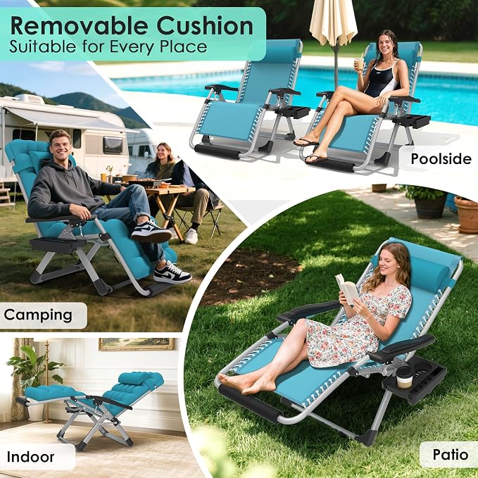 Suteck Oversized Zero Gravity Chair, 500LBS 33" XXL Reclining Lounge Chairs | - Image 3