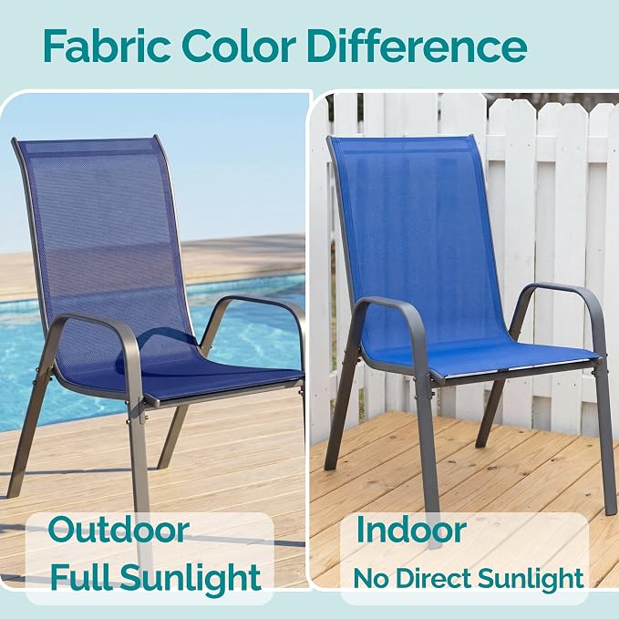 MAMIZO Patio Dining Chairs, Stackable Textilene Chair Set of 4, - Image 4