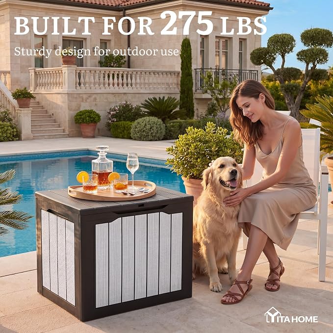 YITAHOME 30 Gallon Deck Box | 2-Pack Waterproof Resin Outdoor Storage Box - Image 5