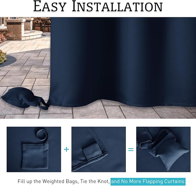RYB HOME Outdoor Curtains for Patio Waterproof, Windproof - Image 5