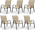 Patio Dining Chair Set of 6, Outdoor Stackable Dining Chairs High Back by VonzoyHome