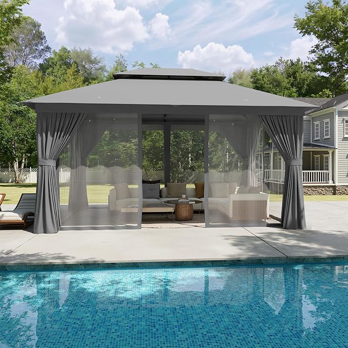 Aoxun 12x10 Gazebo Metal Frame Canopy Tent - Image 8