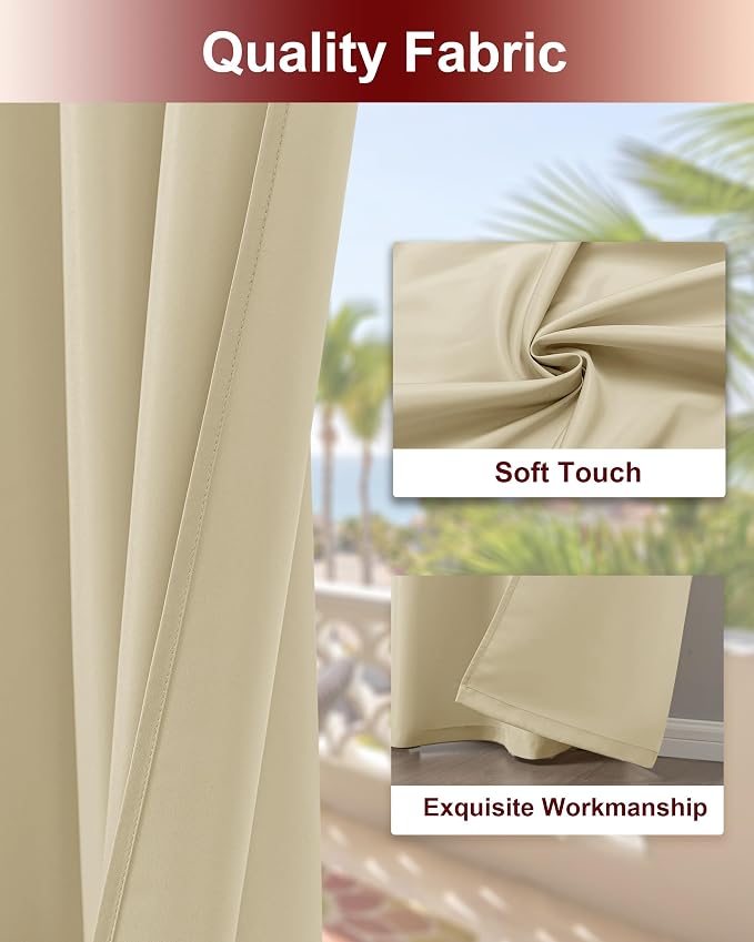 Grommet Outdoor Curtains for Patio Waterproof 8 Pcs 54x95 In Cream | - Image 4