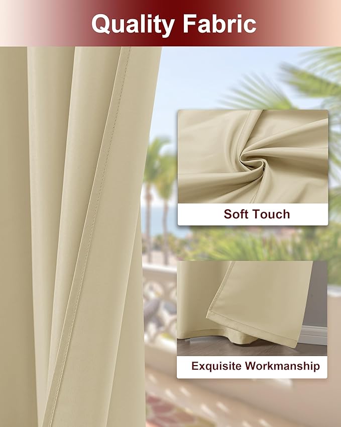 Grommet Outdoor Curtains for Patio Waterproof 8 Pcs 54x120 In Cream | - Image 4