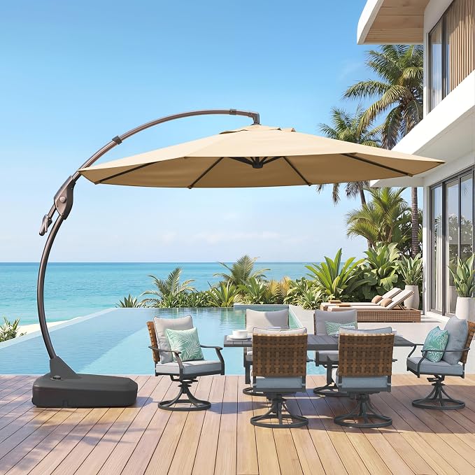 Grand patio 12FT Sunbrella Cantilever Round Umbrella by GrandPatio