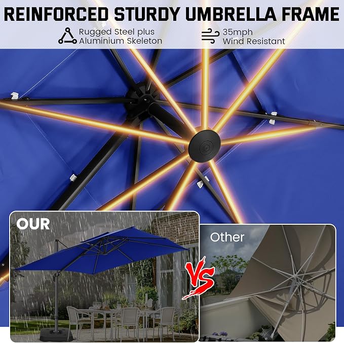 Hoteel Outdoor Patio Umbrella - 10ft Cantilever Umbrella - Image 7