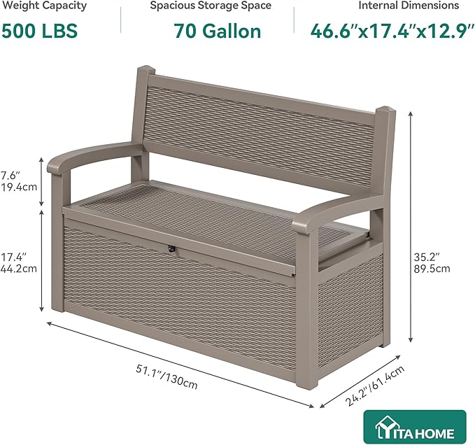 YITAHOME 70 Gallon Deck Bench - Image 7