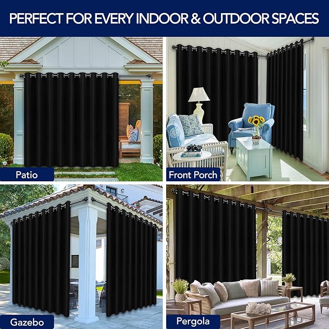 PureFit Outdoor Curtains for Patio Waterproof Weatherproof Outside Curtains | - Image 5
