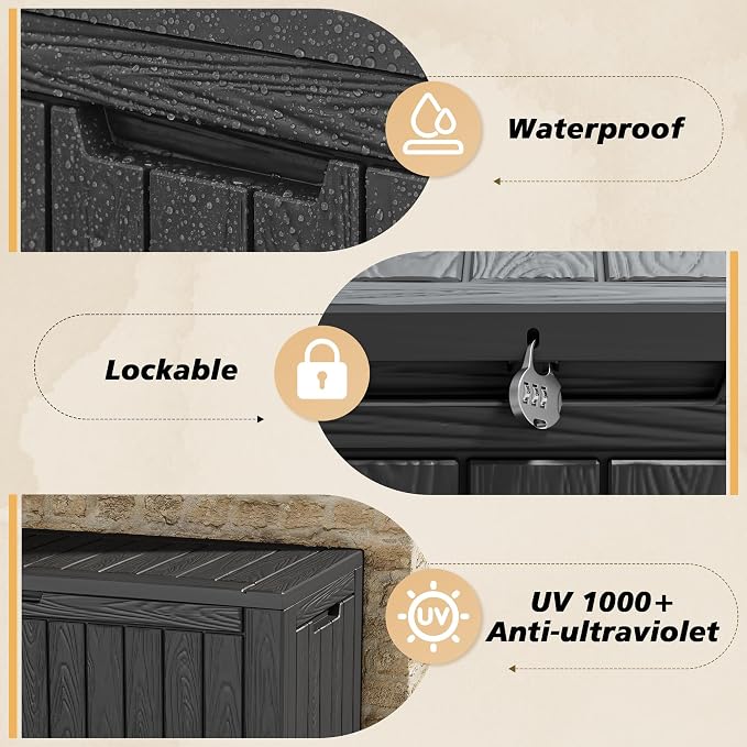Fancyango 150 Gallon Outdoor Deck Box Waterproof, Large Storage Box - Image 5