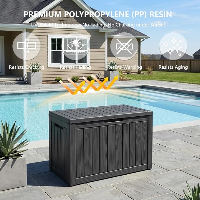 Outdoor Storage Box, 50 Gallon Waterproof Deck Box, Snap-Together Storage Bin - Image 5