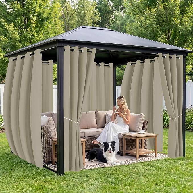 Gazebo Curtains Outdoor Waterproof 6 Panels, Patio Sun Shade | Weatherproof - Image 4
