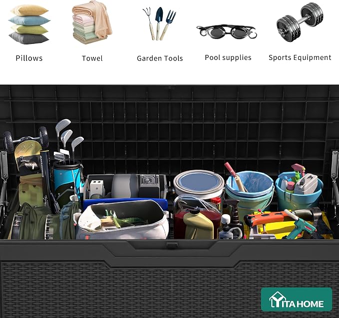 YITAHOME 80 Gallon Outdoor Storage Box | Large Water Resistant Resin Deck Box - Image 3
