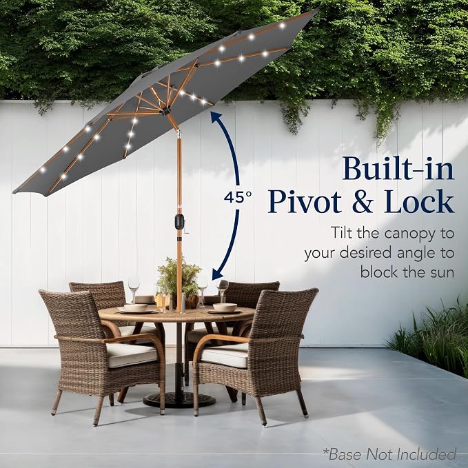 Best Choice Products 10ft Solar Market Patio Umbrella w/Woodgrain Pattern Pole - Image 5