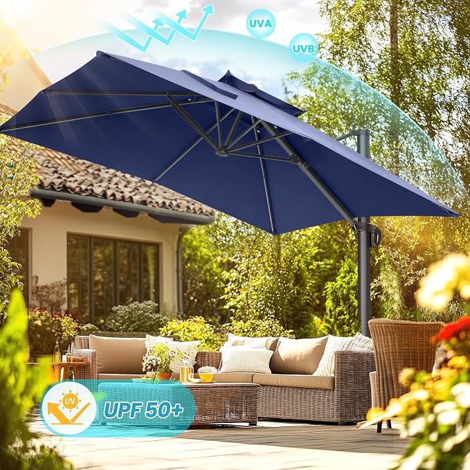 HOTEEL 10x10ft Patio Umbrella Cantilever Umbrella Double Top - Image 8