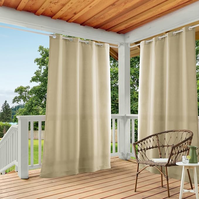 TOWN & COUNTRY BASICS Outdoor Curtain Natural Solid Heavyweight | 54"W x 108"L by TOWN+%26+COUNTRY+BASICS