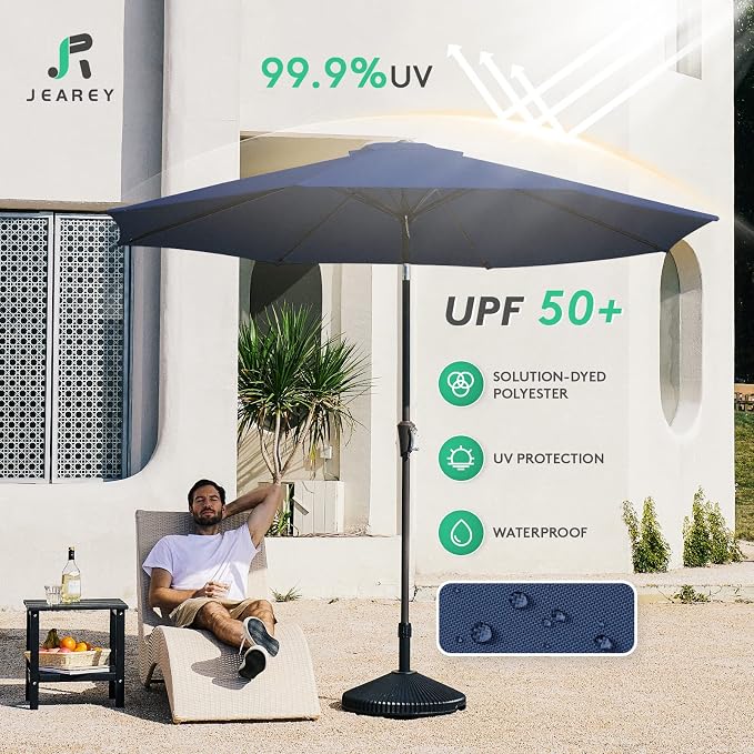 JEAREY 9FT Outdoor Patio Umbrella, Market Umbrella - Image 3