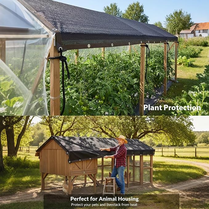 90% Shade Cloth, Dog Kennel Shade Cover, 12 x 16 FT Sturdy Durable Sunblock - Image 2