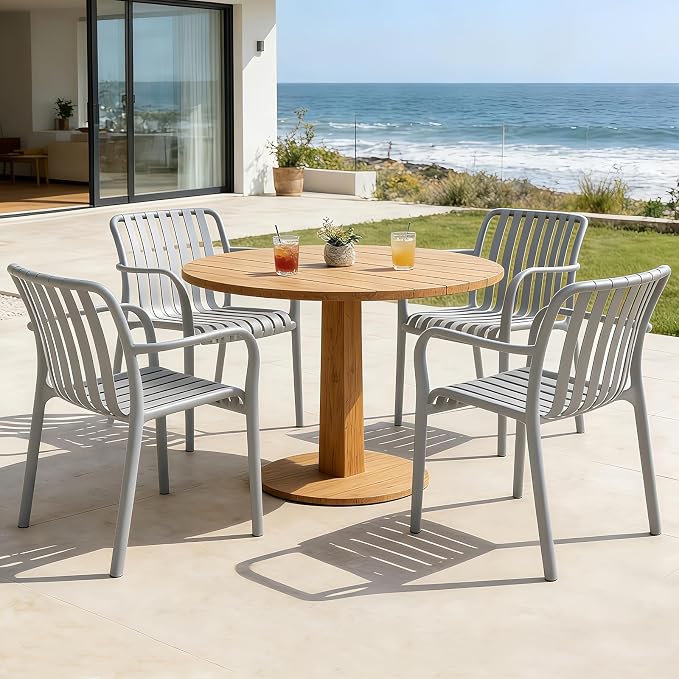 JPBSTO Patio Dining Chairs Set of 4, All-Weather Outdoor and Indoor Stackable - Image 9