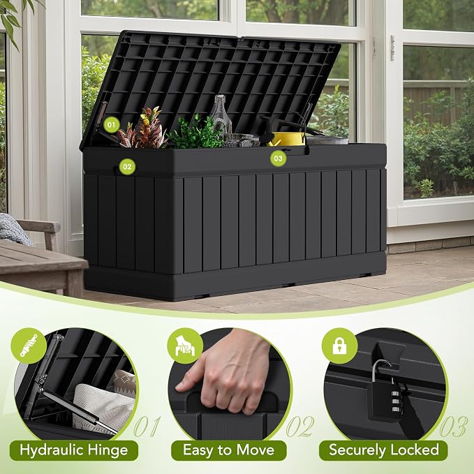 Devoko 78 Gallon Deck Box, Waterproof Resin Outdoor Storage Box | Outdoor - Image 2