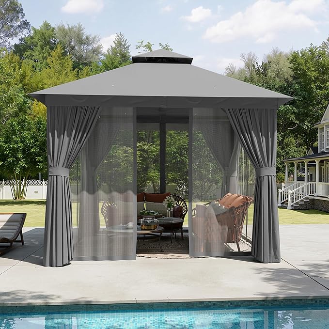 Aoxun 10x10 Gazebo Metal Frame Canopy Tent - Image 7