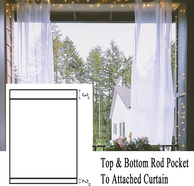 Patio Screen Mesh Outdoor Curtains Waterproof Sheer Lightweight Bug Netting - Image 5