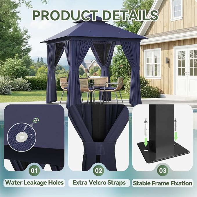 Aoxun 8x8FT Metal Frame Outdoor Gazebo - Image 8